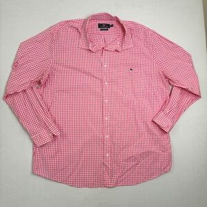 Vineyard Vines Mens 3XT Pink Gingham Check Classic Fit Shirt Long Sleeve Stretch